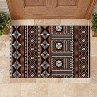 Fiji Masi Tapa Pattern Orange Rubber Doormat - Polynesian Pride