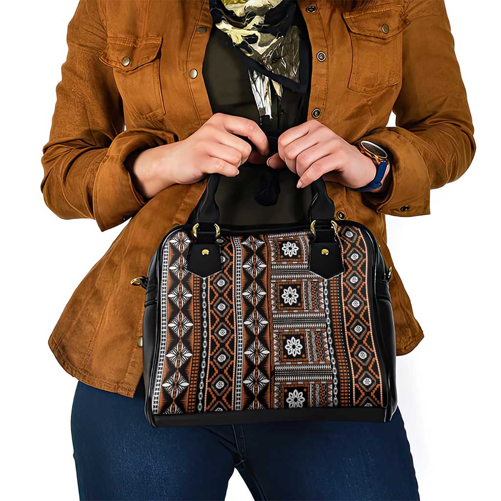 Fiji Masi Tapa Pattern Orange Shoulder Handbag - Polynesian Pride