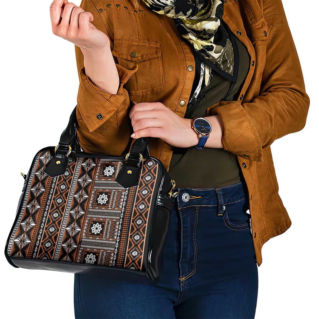 Fiji Masi Tapa Pattern Orange Shoulder Handbag - Polynesian Pride