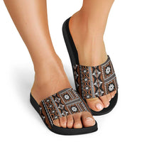 Fiji Masi Tapa Pattern Orange Slide Sandals - Polynesian Pride