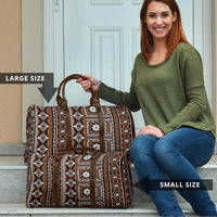 Fiji Masi Tapa Pattern Orange Travel Bag - Polynesian Pride