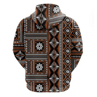 Fiji Masi Tapa Pattern Orange Zip Hoodie - Polynesian Pride