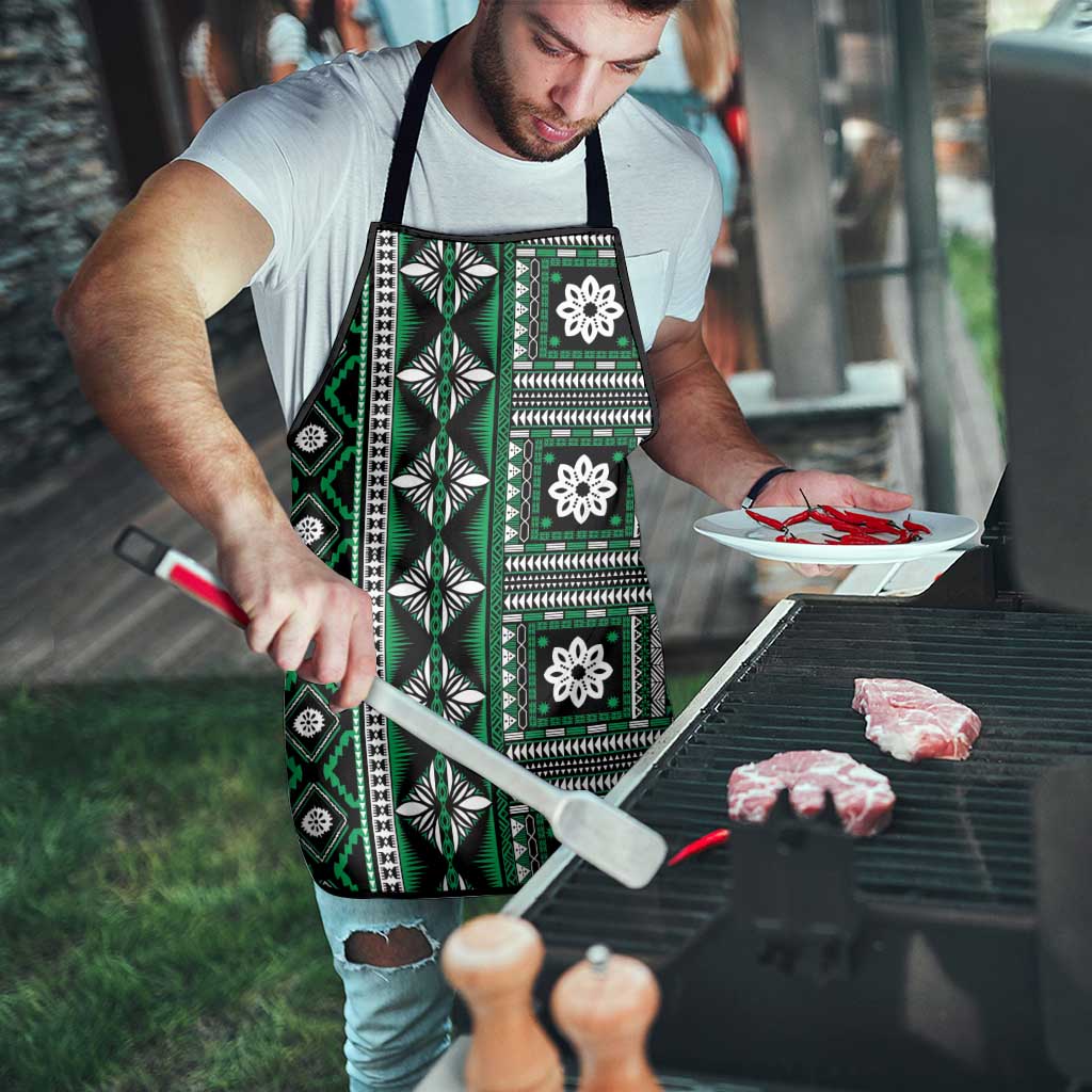 Fiji Masi Tapa Pattern Green Apron - Polynesian Pride