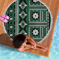 Fiji Masi Tapa Pattern Green Beach Blanket - Polynesian Pride