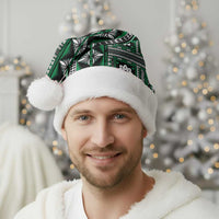 Fiji Masi Tapa Pattern Green Christmas Santa Hat - Polynesian Pride