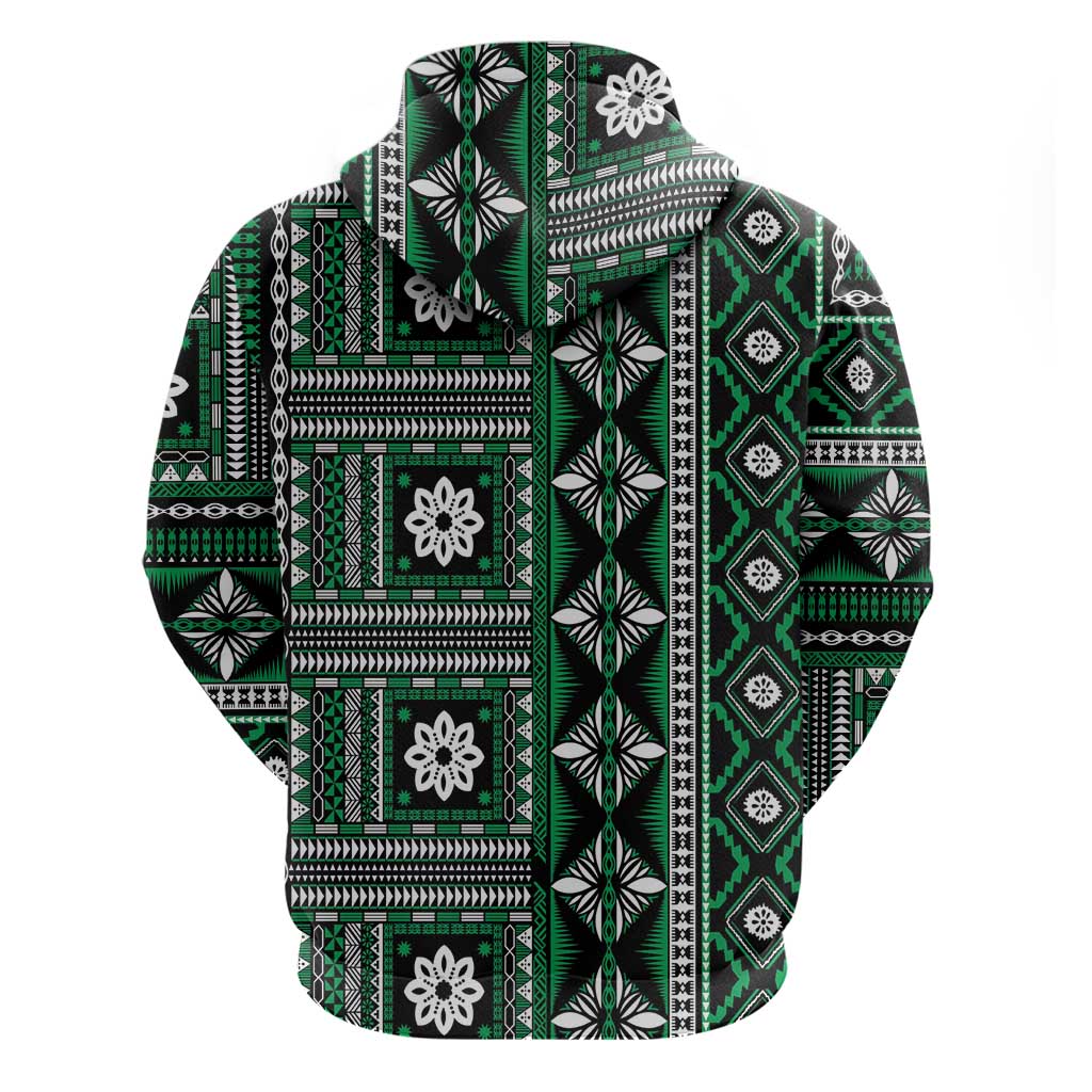 Fiji Masi Tapa Pattern Green Hoodie - Polynesian Pride