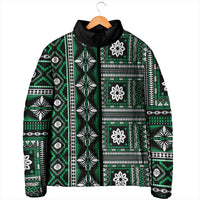 Fiji Masi Tapa Pattern Green Padded Jacket - Polynesian Pride