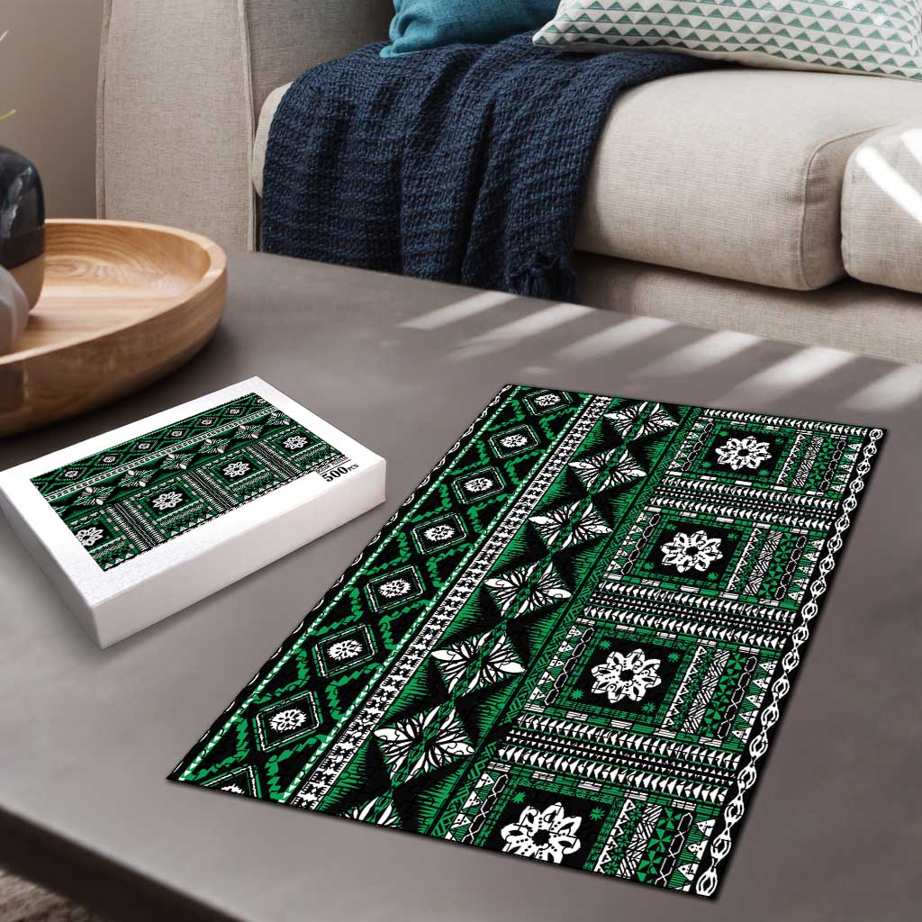 Fiji Masi Tapa Pattern Green Puzzle - Polynesian Pride