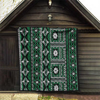 Fiji Masi Tapa Pattern Green Quilt - Polynesian Pride