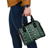 Fiji Masi Tapa Pattern Green Shoulder Handbag - Polynesian Pride