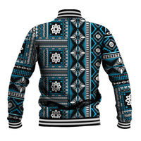 Fiji Masi Tapa Pattern Blue Baseball Jacket - Polynesian Pride