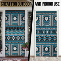 Fiji Masi Tapa Pattern Blue Door Cover - Polynesian Pride