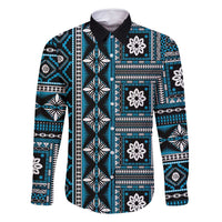 Fiji Masi Tapa Pattern Blue Family Matching Summer Maxi Dress and Hawaiian Shirt - Polynesian Pride