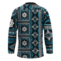 Fiji Masi Tapa Pattern Blue Hockey Jersey - Polynesian Pride