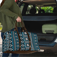 Fiji Masi Tapa Pattern Blue Travel Bag - Polynesian Pride