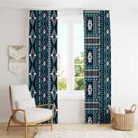 Fiji Masi Tapa Pattern Blue Window Curtain - Polynesian Pride