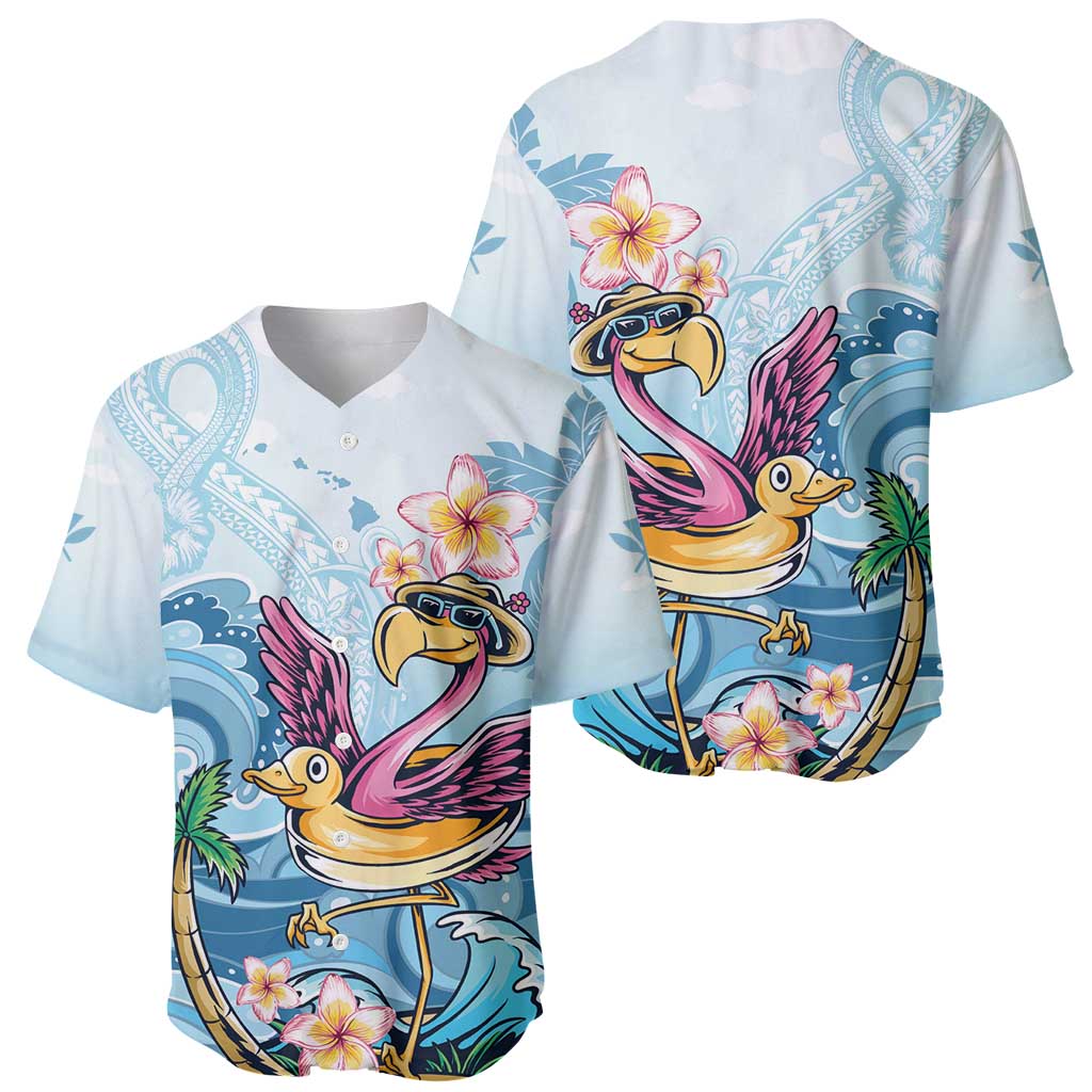 Hawaii Flamingo Baseball Jersey Plumeria Tropical Beach