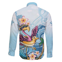 Hawaii Flamingo Family Matching Off The Shoulder Long Sleeve Dress and Hawaiian Shirt Plumeria Tropical Beach LT01 - Polynesian Pride