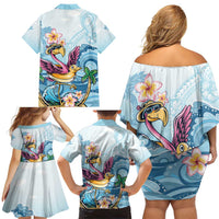 Hawaii Flamingo Family Matching Off Shoulder Short Dress and Hawaiian Shirt Plumeria Tropical Beach LT01 - Polynesian Pride