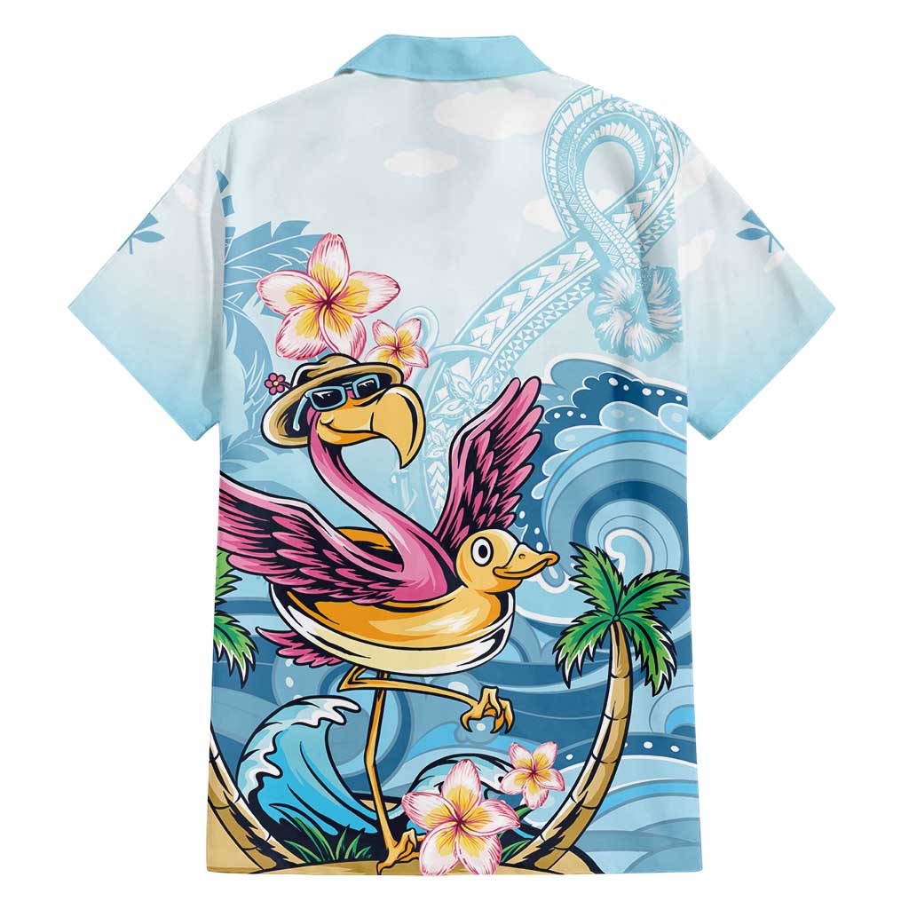 Hawaii Flamingo Family Matching Off Shoulder Short Dress and Hawaiian Shirt Plumeria Tropical Beach LT01 - Polynesian Pride