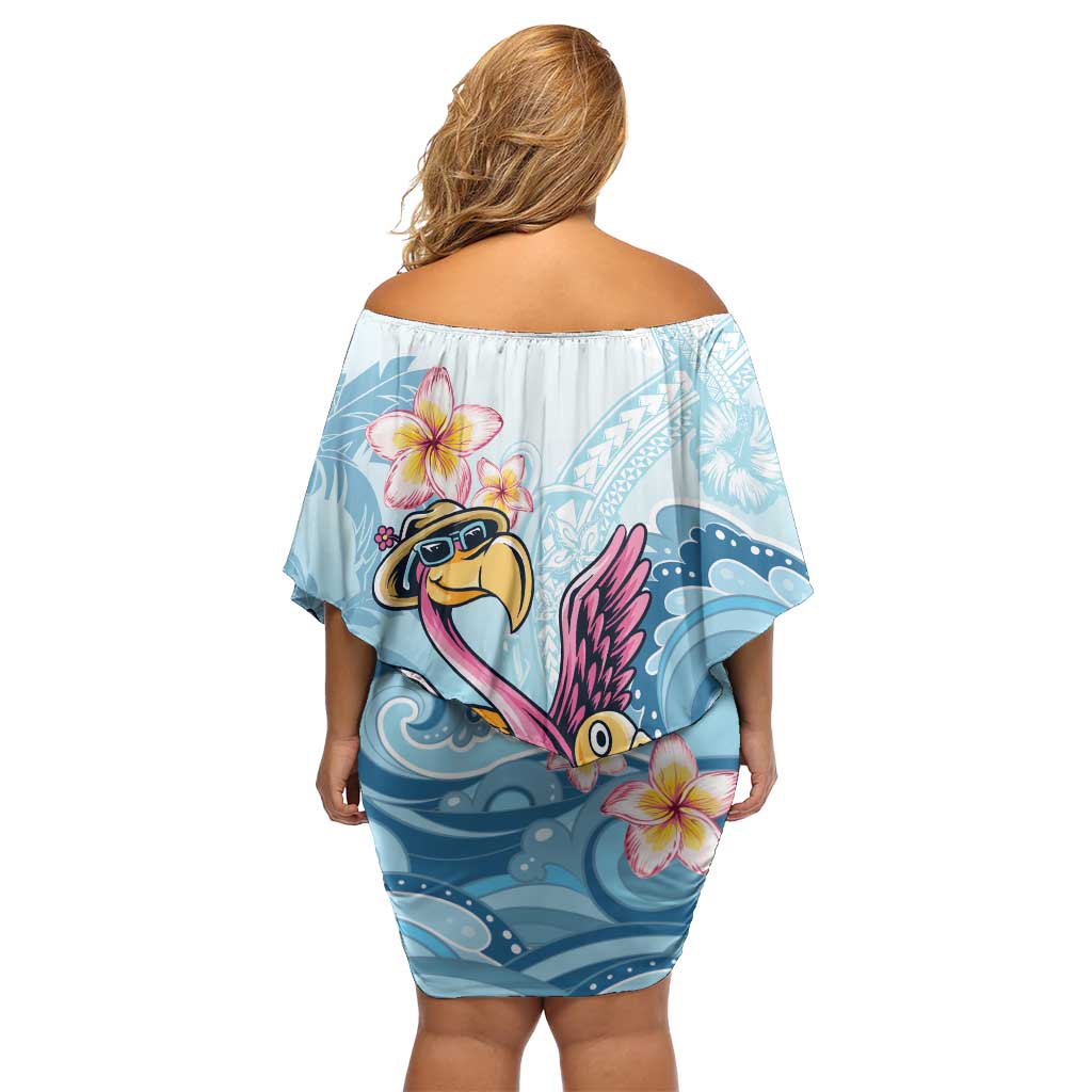 Hawaii Flamingo Family Matching Off Shoulder Short Dress and Hawaiian Shirt Plumeria Tropical Beach LT01 - Polynesian Pride