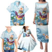 Hawaii Flamingo Family Matching Puletasi and Hawaiian Shirt Plumeria Tropical Beach LT01 - Polynesian Pride