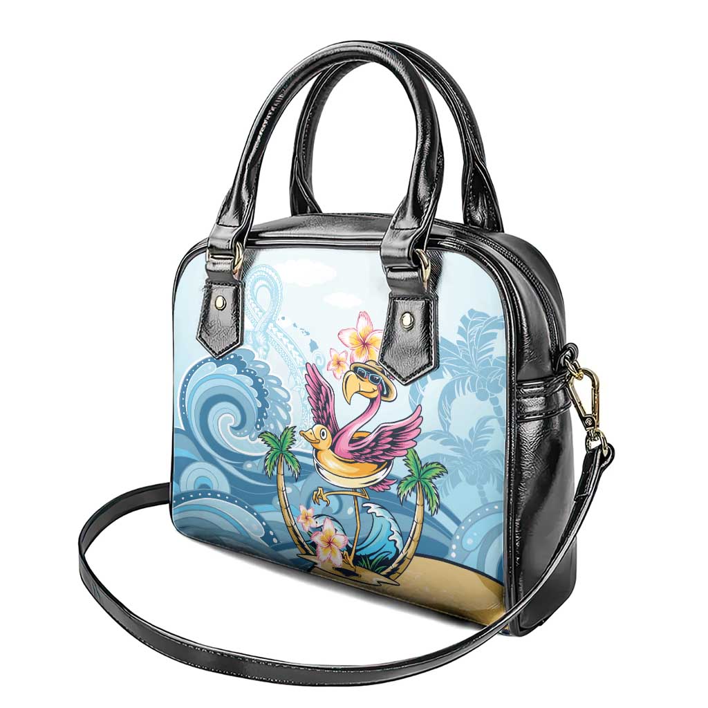 Hawaii Flamingo Shoulder Handbag Plumeria Tropical Beach