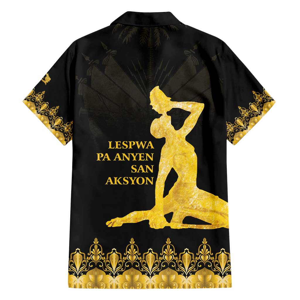 Haiti Neg Marron Gold Family Matching Off Shoulder Maxi Dress and Hawaiian Shirt Lespwa pa anyen san aksyon LT01 - Polynesian Pride