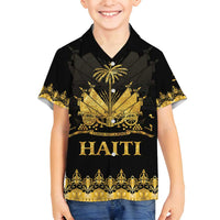 Haiti Neg Marron Gold Family Matching Off Shoulder Short Dress and Hawaiian Shirt Lespwa pa anyen san aksyon LT01 Son's Shirt Gold - Polynesian Pride