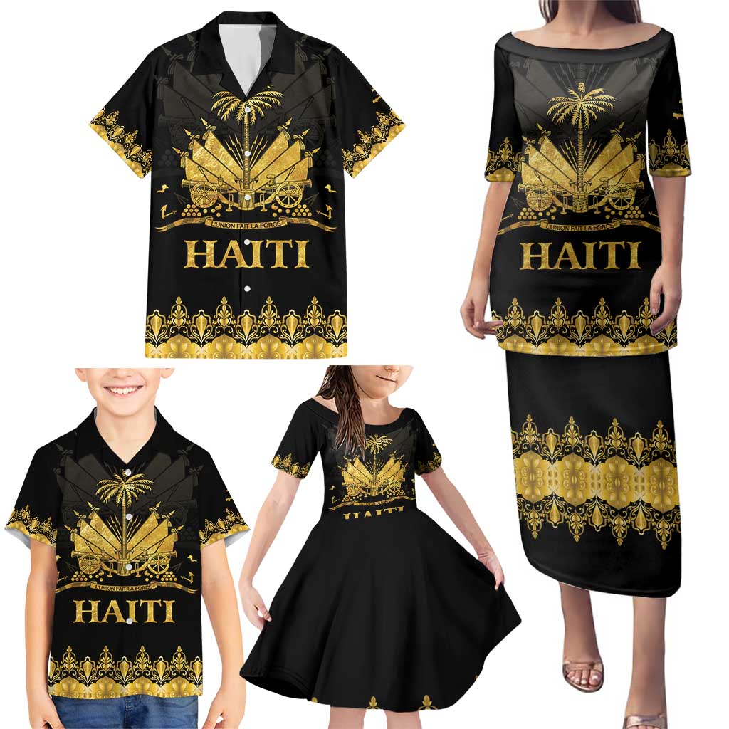 Haiti Neg Marron Gold Family Matching Puletasi and Hawaiian Shirt Lespwa pa anyen san aksyon LT01 - Polynesian Pride