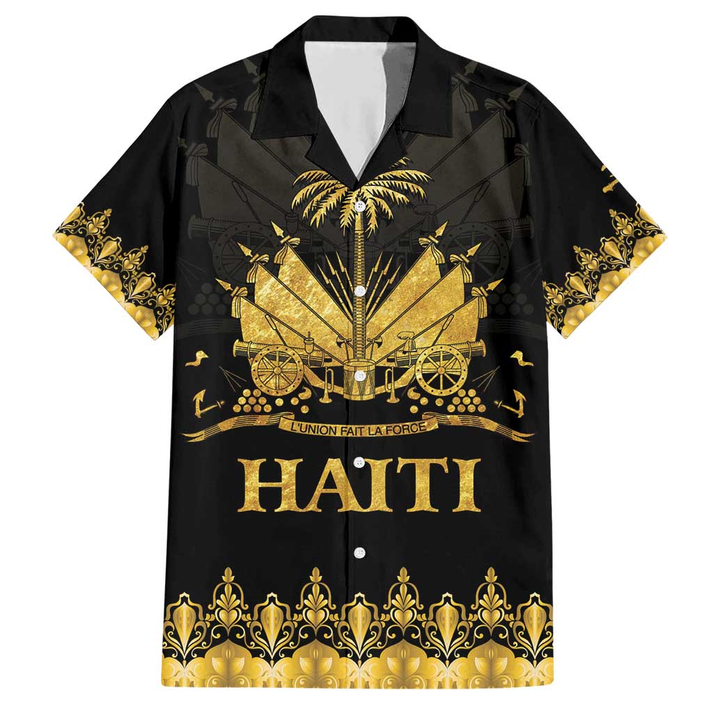 Haiti Neg Marron Gold Family Matching Short Sleeve Bodycon Dress and Hawaiian Shirt Lespwa pa anyen san aksyon LT01 Dad's Shirt - Short Sleeve Gold - Polynesian Pride