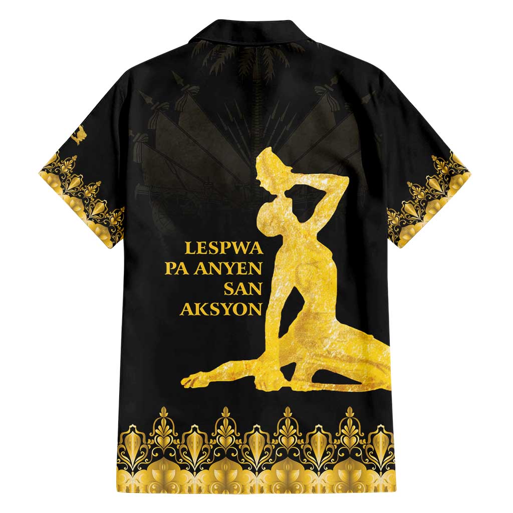 Haiti Neg Marron Gold Family Matching Short Sleeve Bodycon Dress and Hawaiian Shirt Lespwa pa anyen san aksyon LT01 - Polynesian Pride