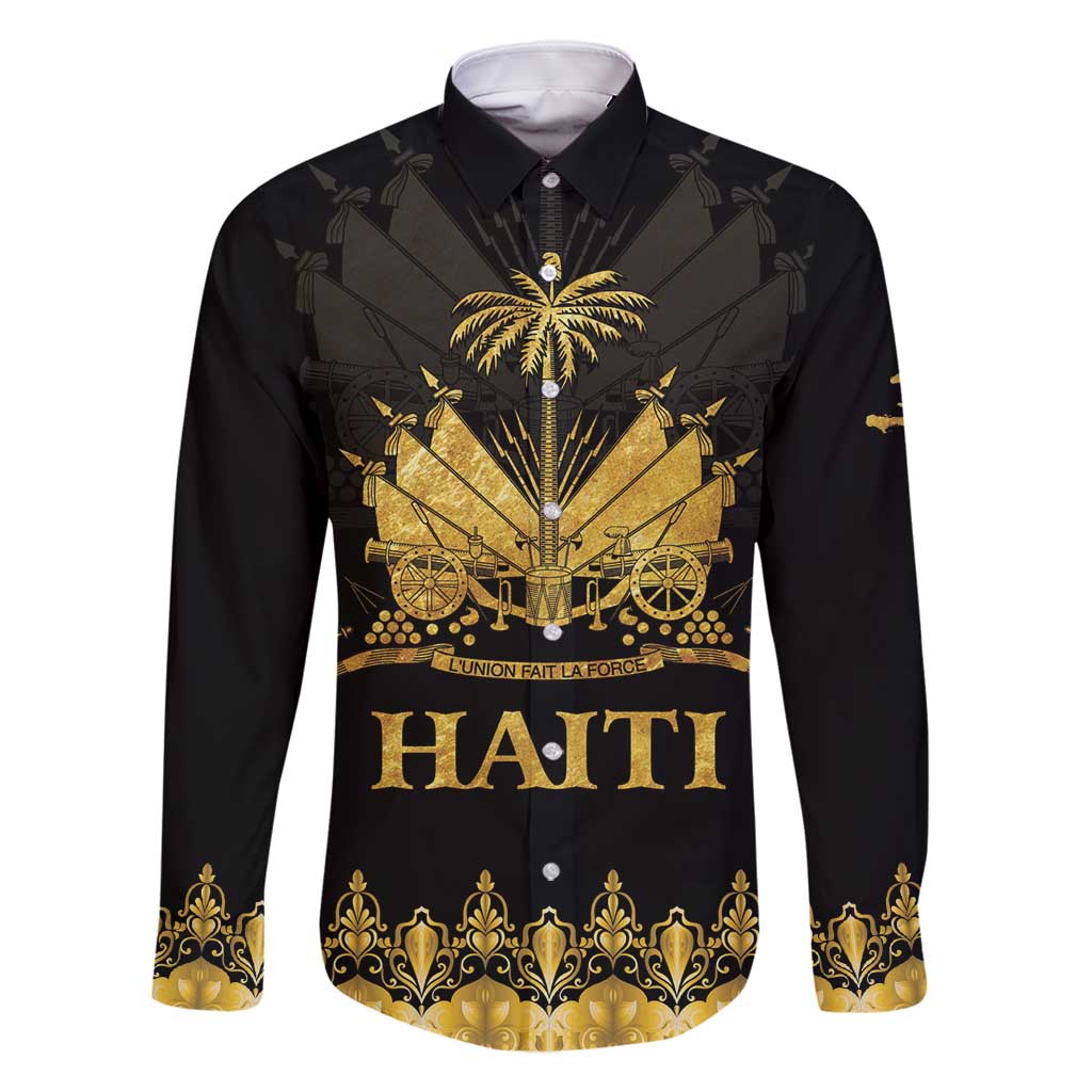 Haiti Neg Marron Gold Family Matching Summer Maxi Dress and Hawaiian Shirt Lespwa pa anyen san aksyon LT01 Dad's Shirt - Long Sleeve Gold - Polynesian Pride