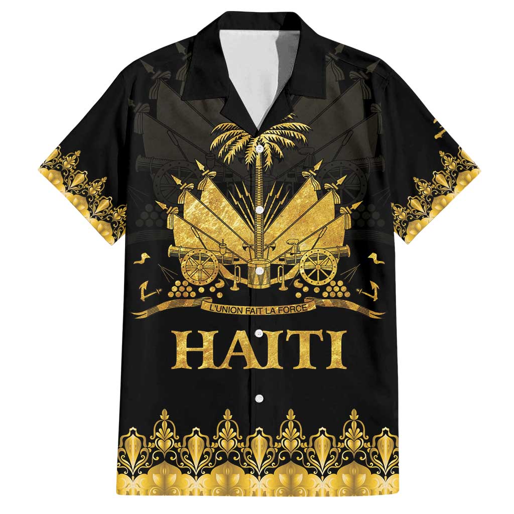 Haiti Neg Marron Gold Family Matching Tank Maxi Dress and Hawaiian Shirt Lespwa pa anyen san aksyon LT01 Dad's Shirt - Short Sleeve Gold - Polynesian Pride