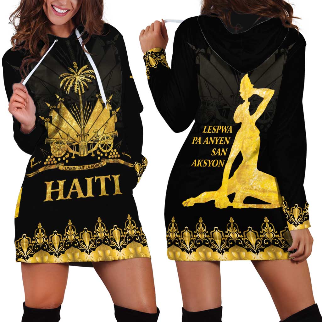 Haiti Neg Marron Gold Hoodie Dress Lespwa pa anyen san aksyon LT01 - Polynesian Pride