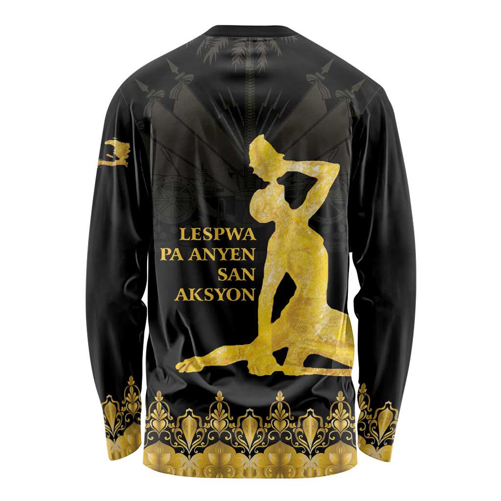 Haiti Neg Marron Gold Long Sleeve Shirt Lespwa pa anyen san aksyon