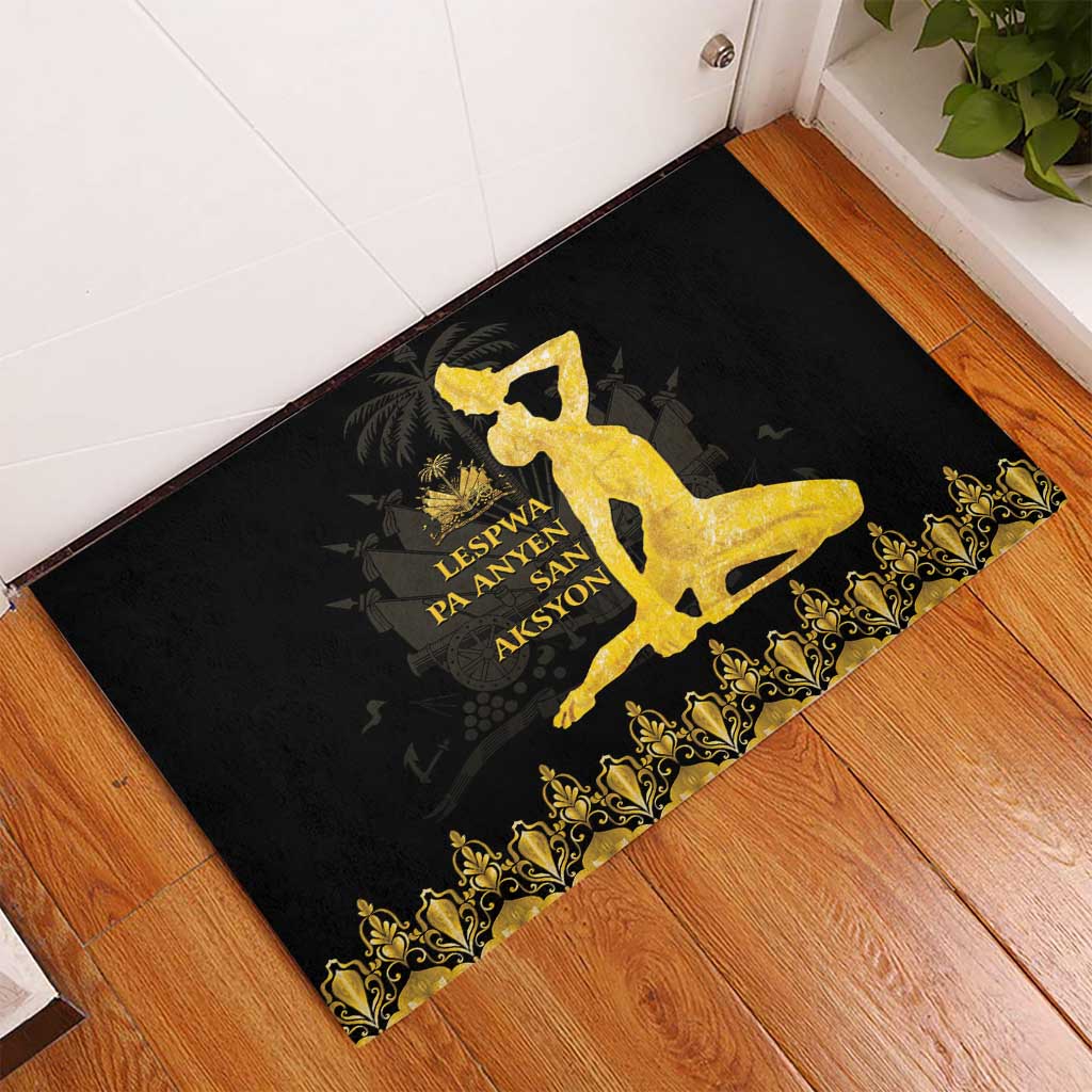 Haiti Neg Marron Gold Rubber Doormat Lespwa pa anyen san aksyon