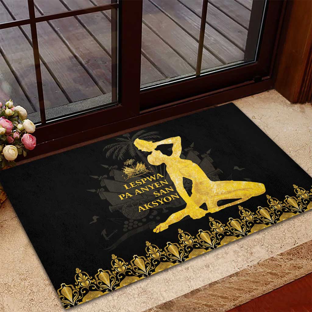 Haiti Neg Marron Gold Rubber Doormat Lespwa pa anyen san aksyon