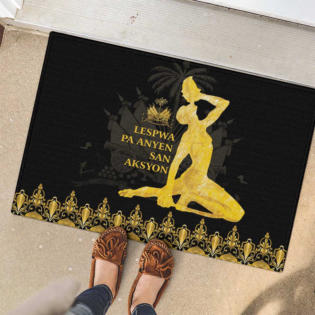 Haiti Neg Marron Gold Rubber Doormat Lespwa pa anyen san aksyon
