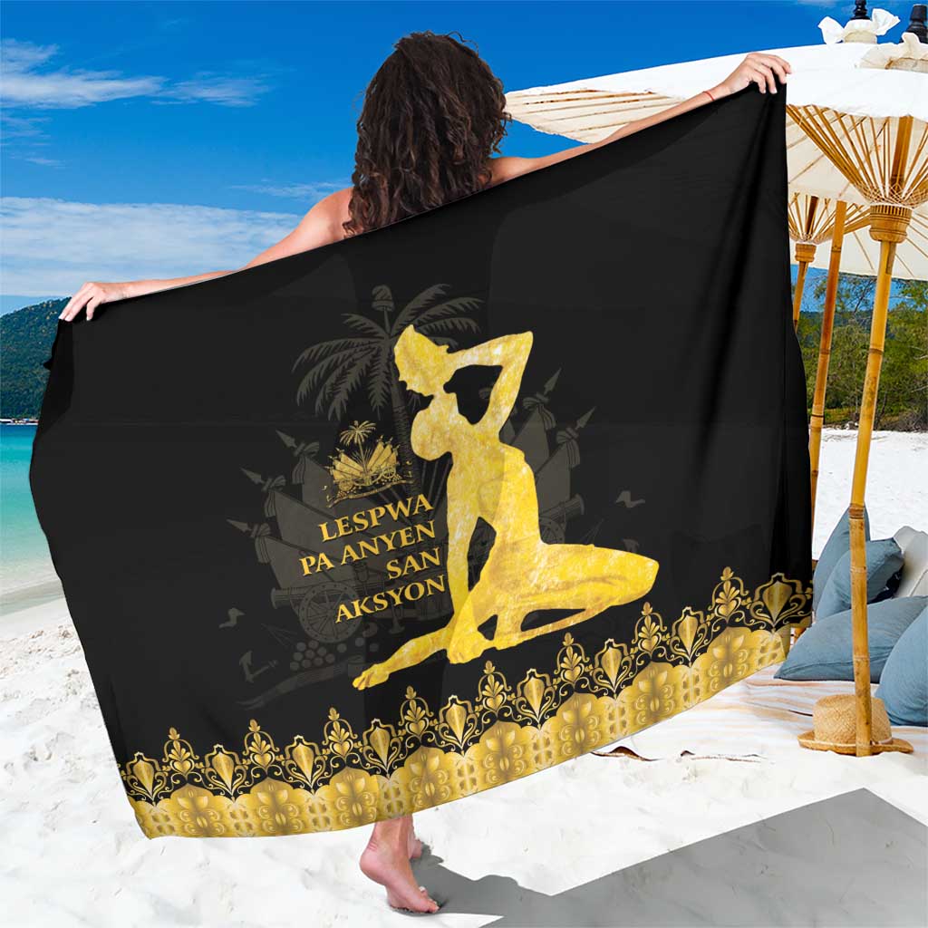 Haiti Neg Marron Gold Sarong Lespwa pa anyen san aksyon LT01 One Size 44 x 66 inches Gold - Polynesian Pride