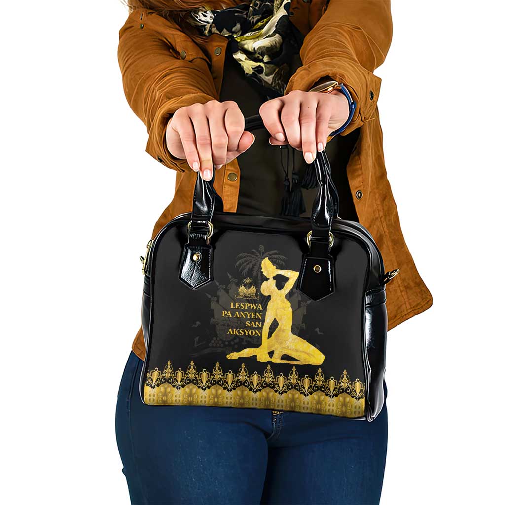 Haiti Neg Marron Gold Shoulder Handbag Lespwa pa anyen san aksyon LT01 One Size Gold - Polynesian Pride