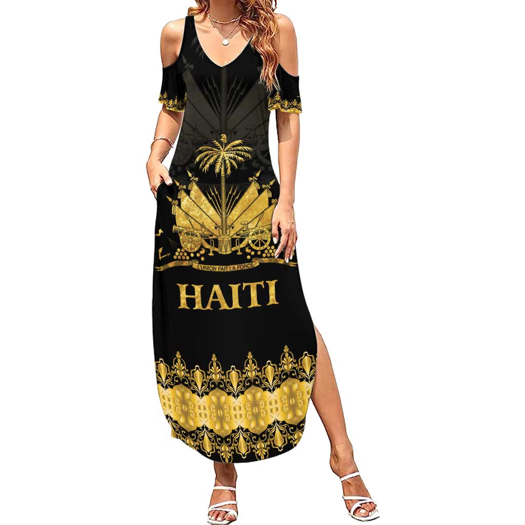 Haiti Neg Marron Gold Summer Maxi Dress Lespwa pa anyen san aksyon LT01 Women Gold - Polynesian Pride