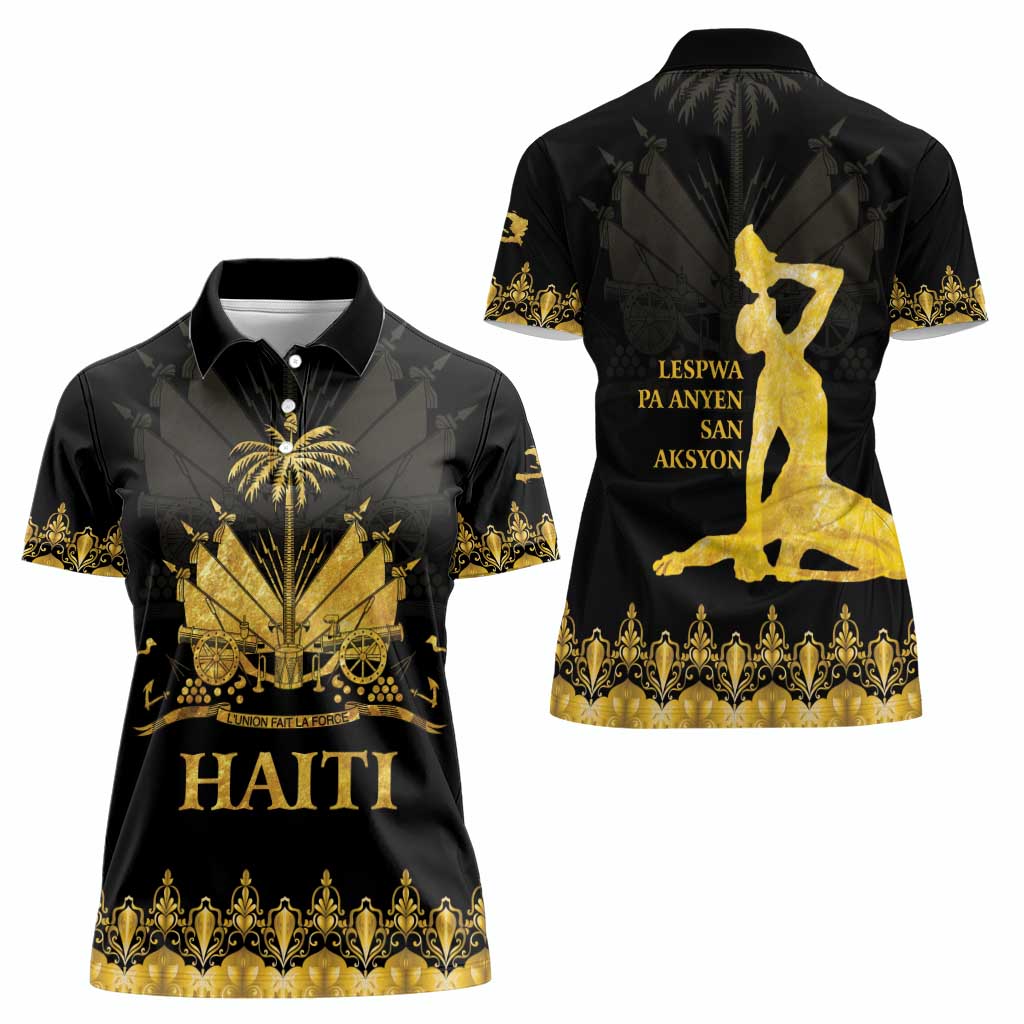 Haiti Neg Marron Gold Women Polo Shirt Lespwa pa anyen san aksyon LT01 - Polynesian Pride
