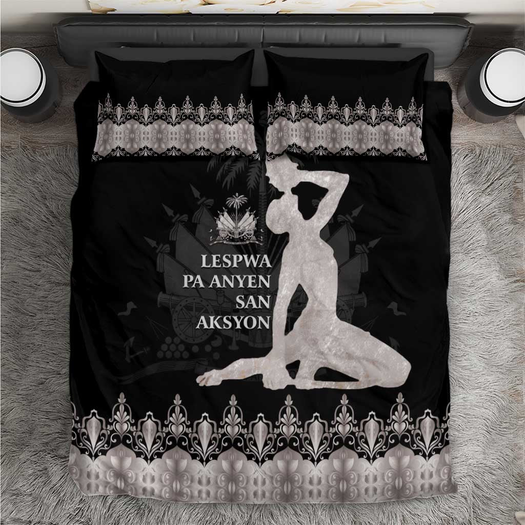 Haiti Neg Marron Silver Bedding Set Hope is Nothing Without Action
