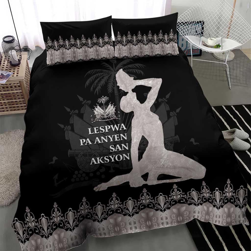 Haiti Neg Marron Silver Bedding Set Hope is Nothing Without Action