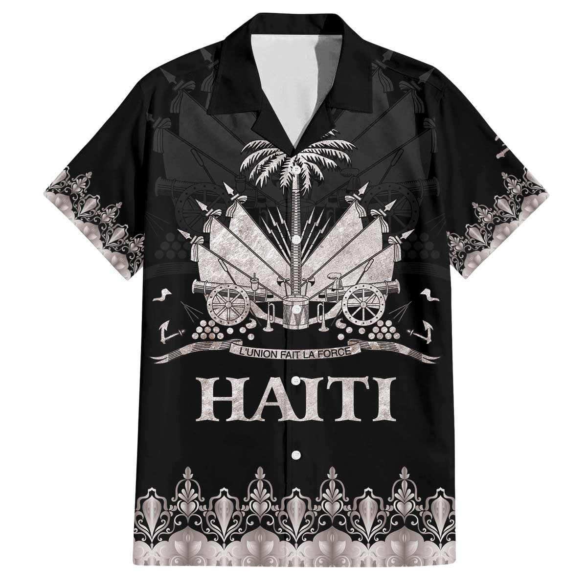 Haiti Neg Marron Silver Family Matching Off The Shoulder Long Sleeve Dress and Hawaiian Shirt Hope is Nothing Without Action LT01 Dad's Shirt - Short Sleeve Silver - Polynesian Pride