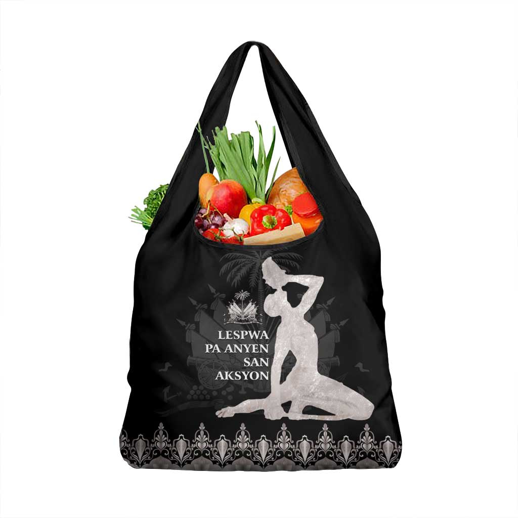 Haiti Neg Marron Silver Grocery Bag Hope is Nothing Without Action