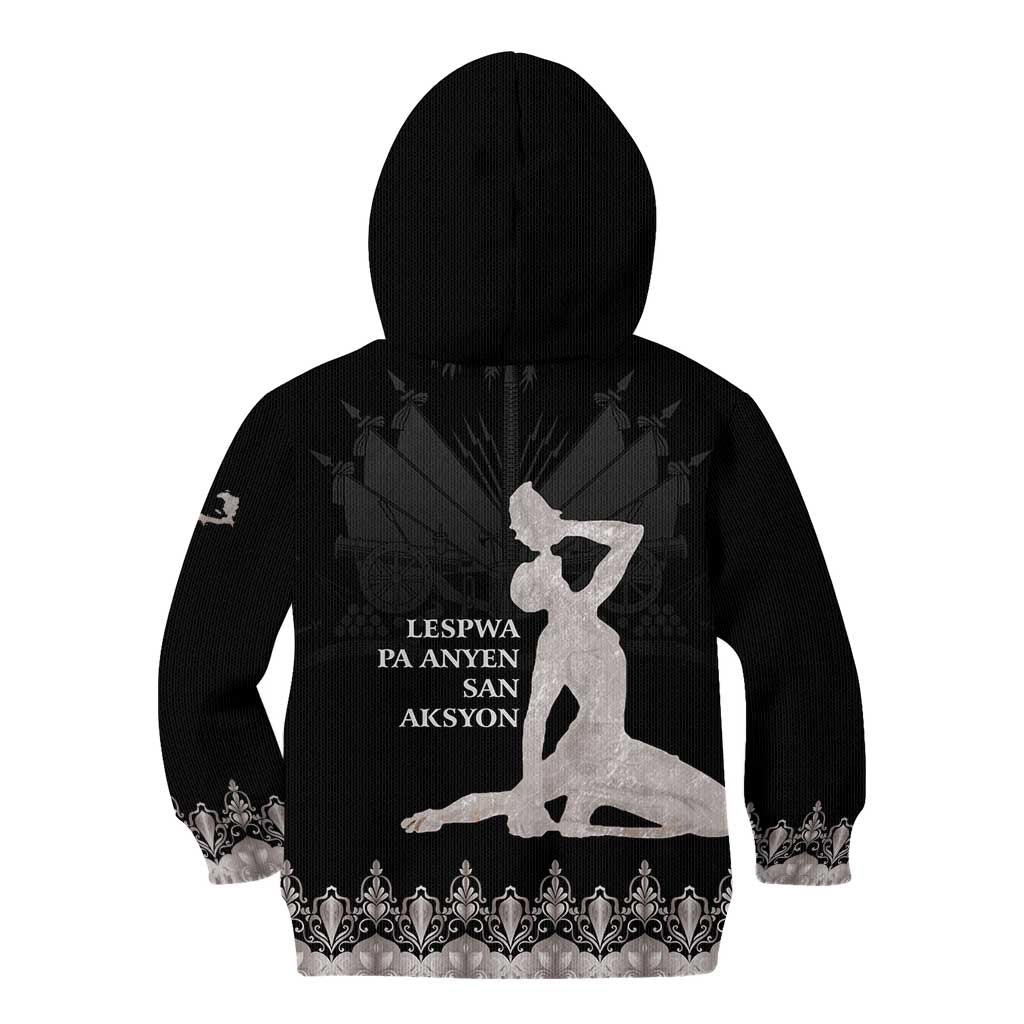 Haiti Neg Marron Silver Kid Hoodie Hope is Nothing Without Action