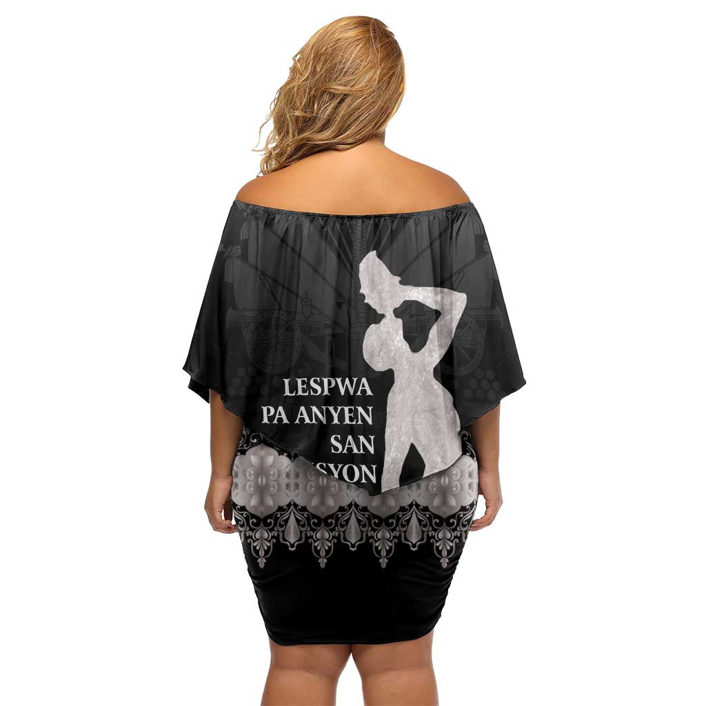 Haiti Neg Marron Silver Off Shoulder Short Dress Hope is Nothing Without Action