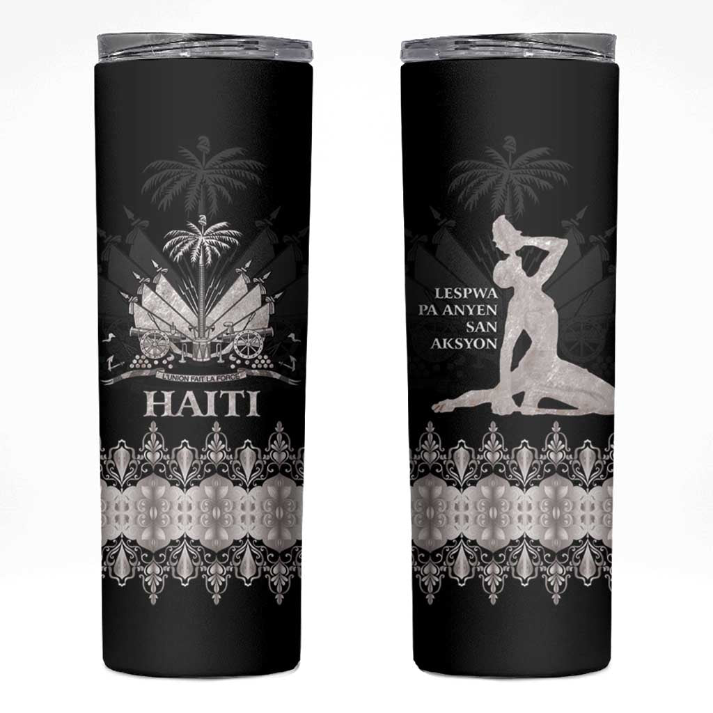 Haiti Neg Marron Silver Skinny Tumbler Hope is Nothing Without Action LT01 Silver - Polynesian Pride